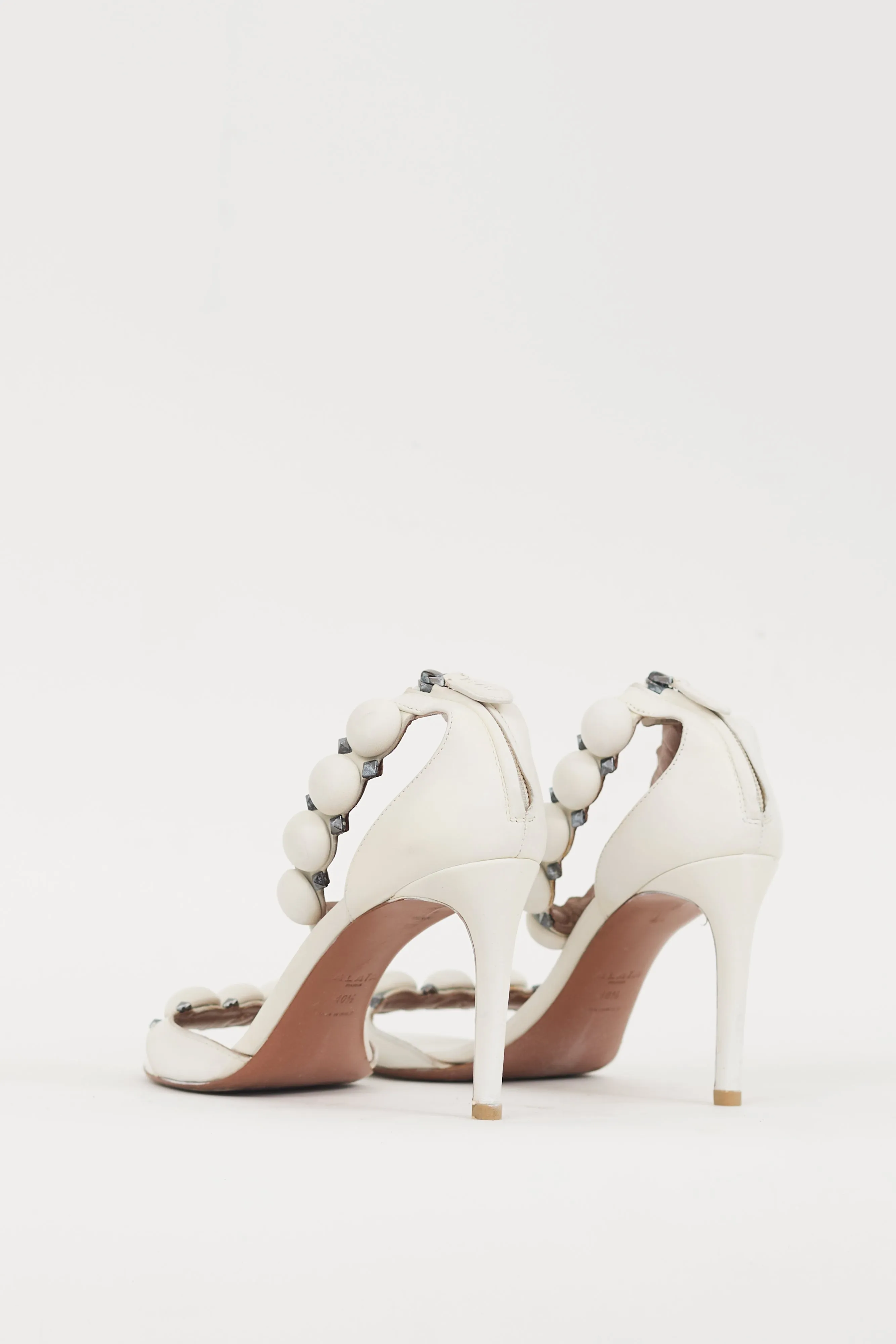 White & Silver Leather Bombe Sandal