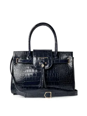 Windsor Handbag - High Shine Navy Croc