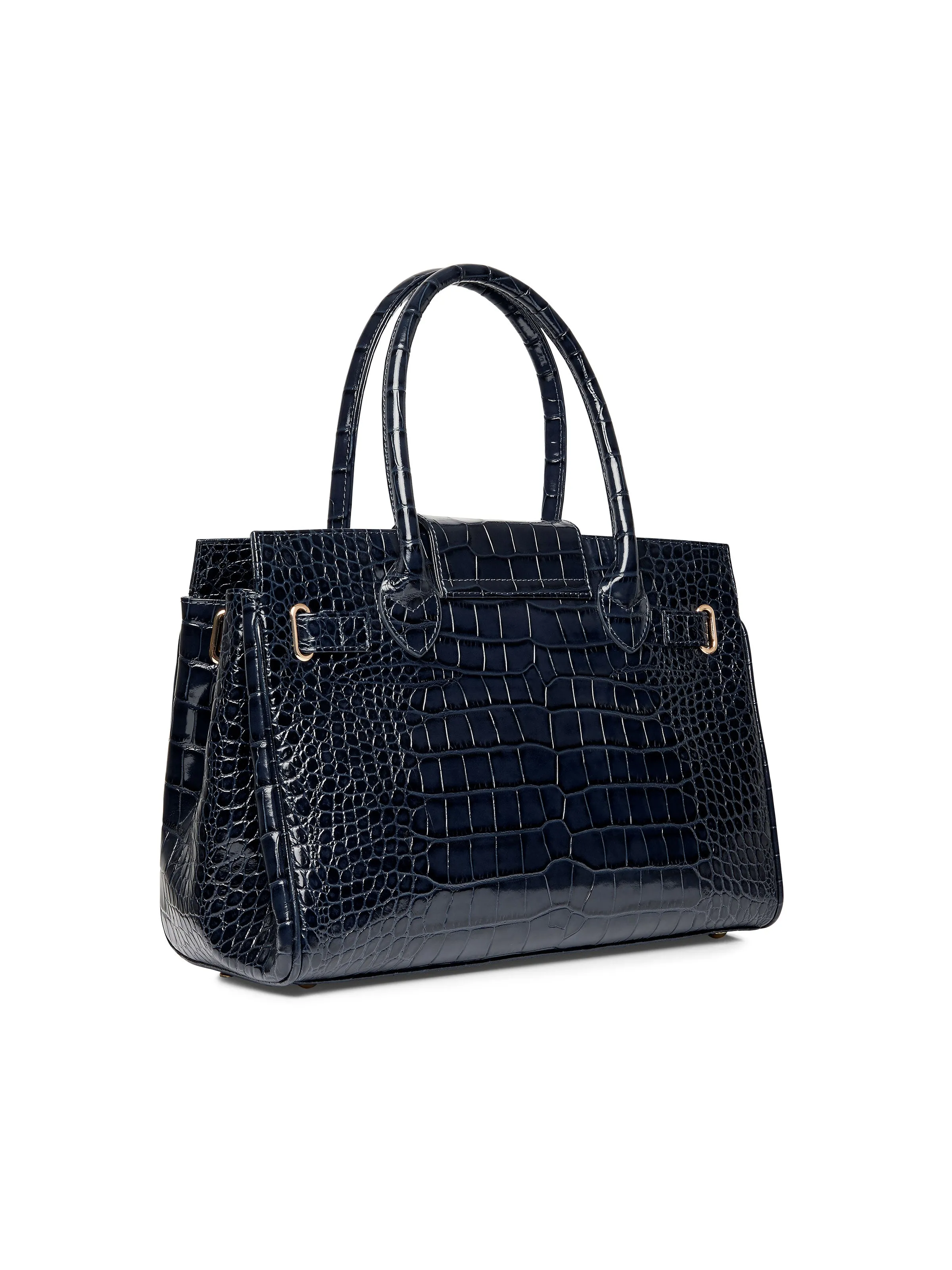 Windsor Handbag - High Shine Navy Croc