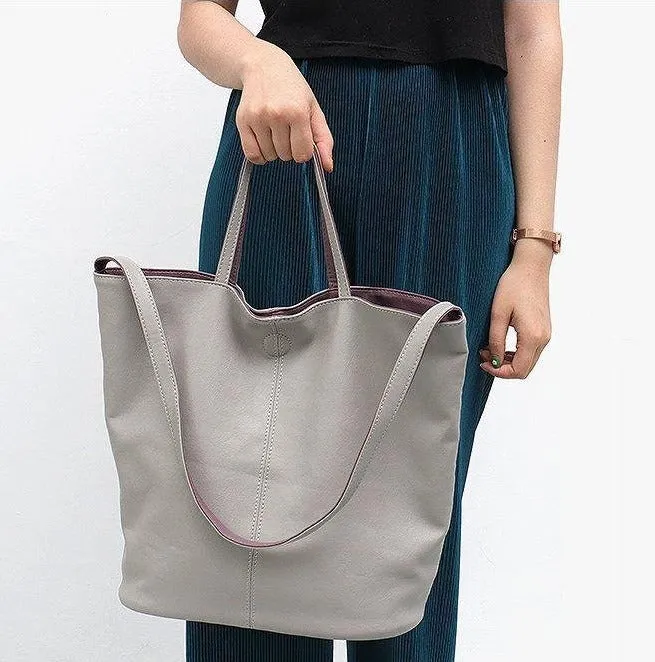 Women's Reversible Soft Cruelty Free Material Vegan Leather Tote Handbag