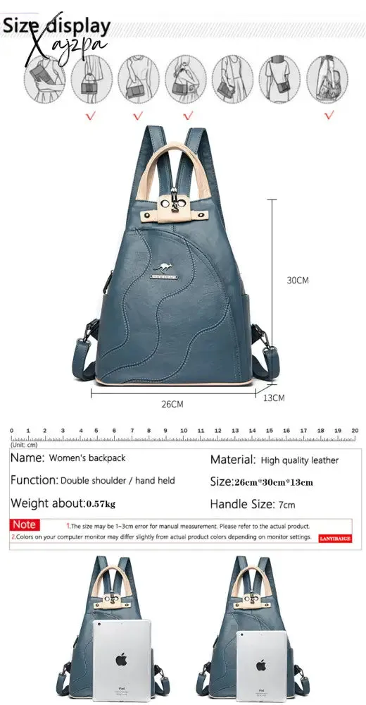 Xajzpa - High Quality Leather Women Backpack Large Capacity School Bags for Teenage Girls Anti-theft Travel Backpack Shoulder Bag Mochila